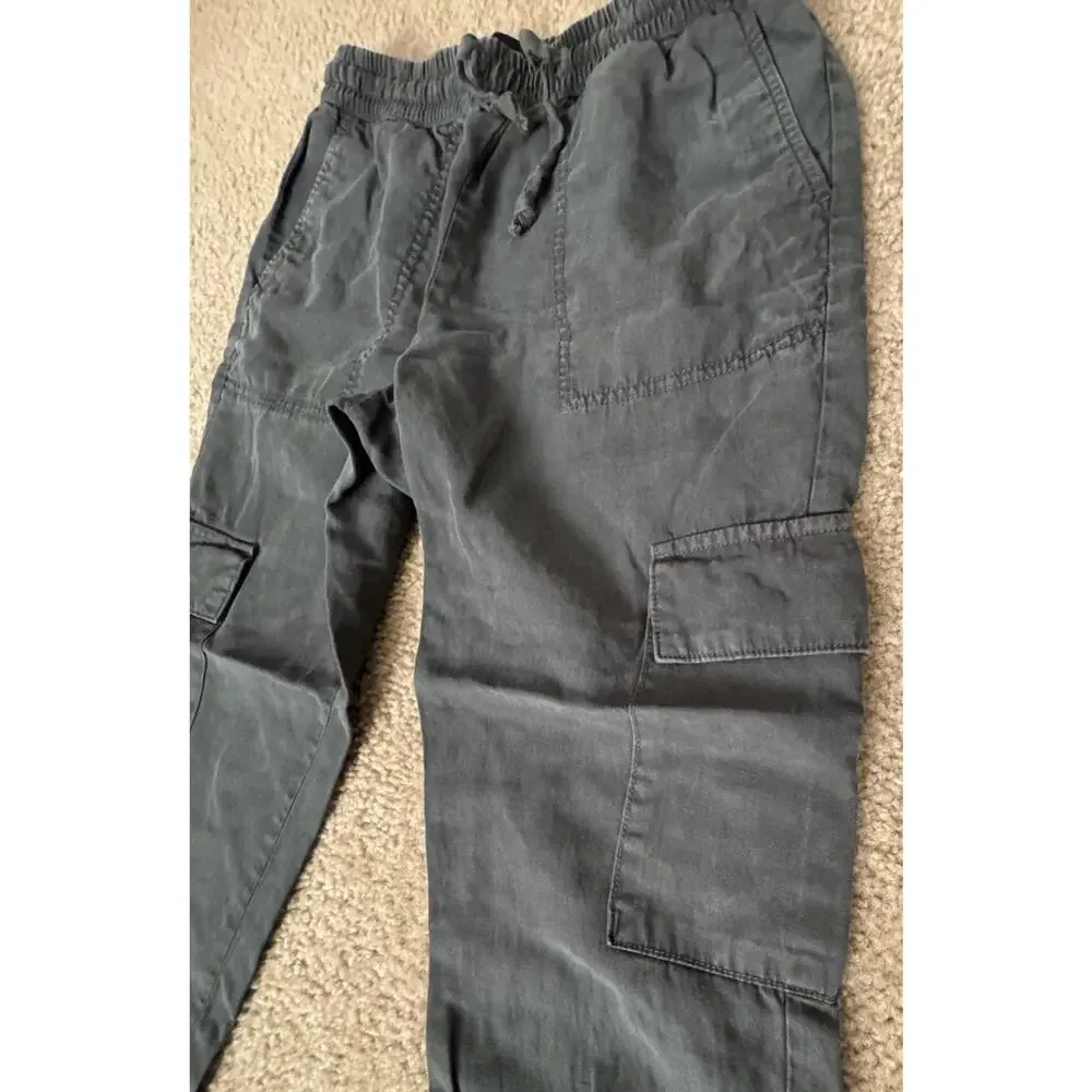 Banana Republic Petite XS Gray Luxe Lounge Cargo Jogger Pants Lyocell Linen